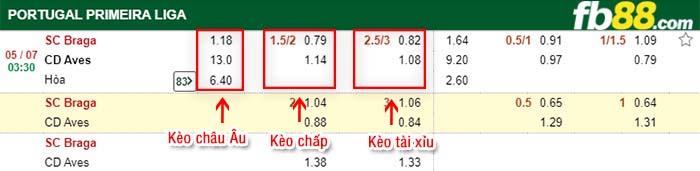 fb88-kèo chấp Sporting Braga vs Aves