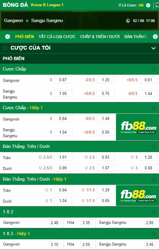 fb88-kèo nhà cái Gangwon vs Sangju Sangmu