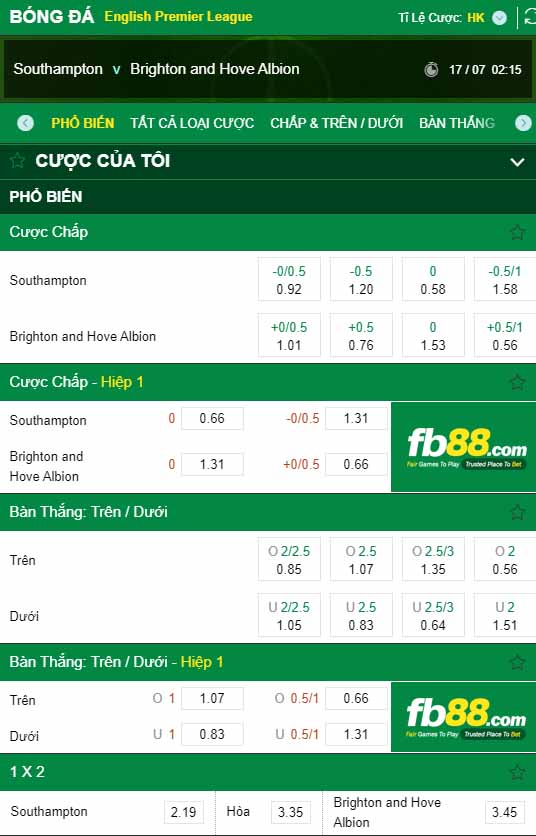 fb88-kèo nhà cái Southampton vs Brighton Hove Albion