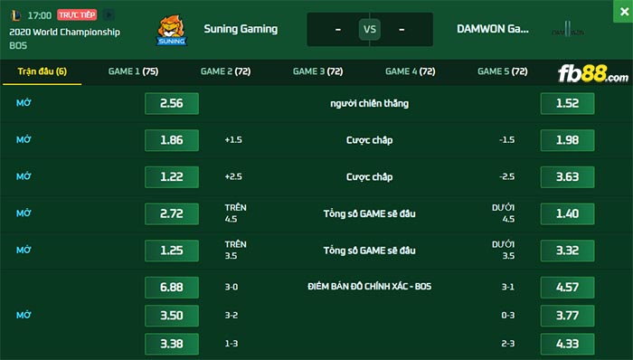 fb88-kèo nhà cái Suning vs Damwon Gaming