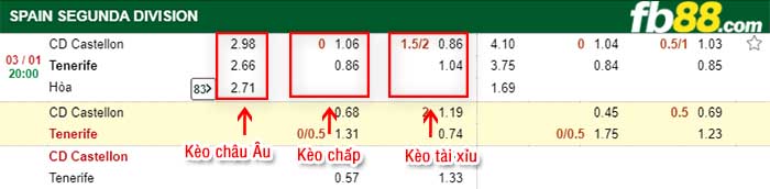 fb88-kèo chấp Castellon vs Tenerife