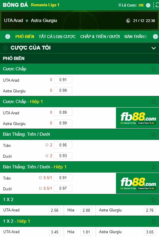fb88-kèo nhà cái FC UT Arad vs FC Astra Giurgiu