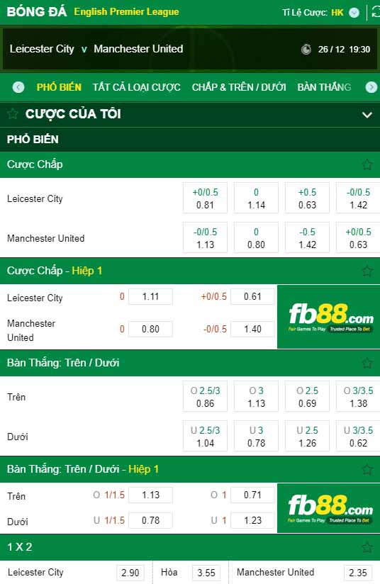 fb88-kèo nhà cái Leicester City vs Manchester United