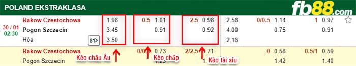 fb88-kèo chấp Rakow Czestochowa vs Pogon Szczecin