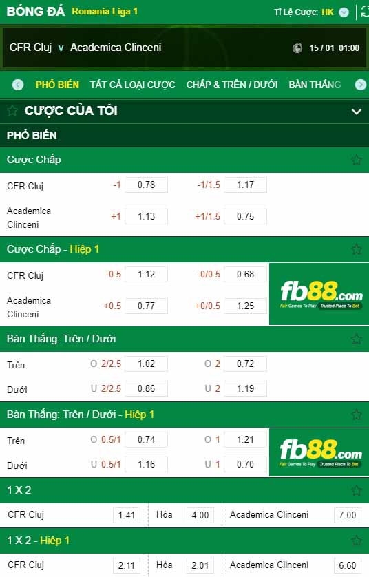 fb88-kèo nhà cái CFR Cluj vs Academica Clinceni