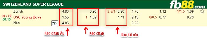 fb88-kèo chấp Zurich vs Young Boys
