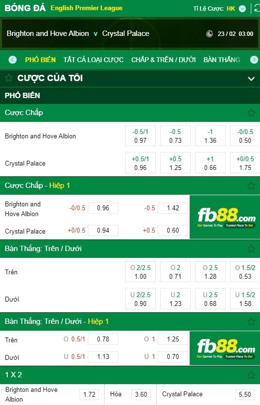 fb88-kèo nhà cái Brighton vs Crystal Palace