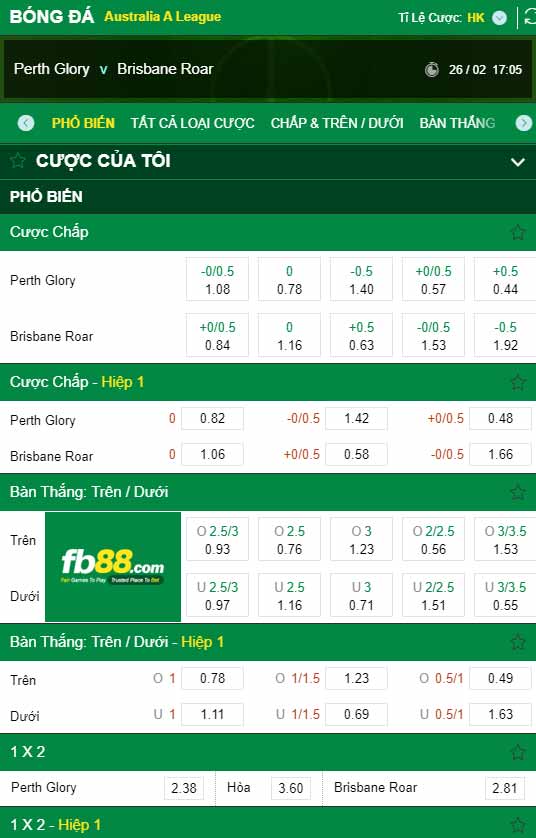 fb88-kèo nhà cái Perth Glory vs Brisbane Roar