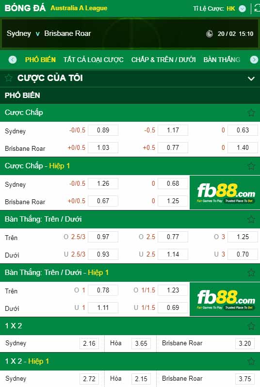 fb88-kèo nhà cái Sydney vs Brisbane Roar