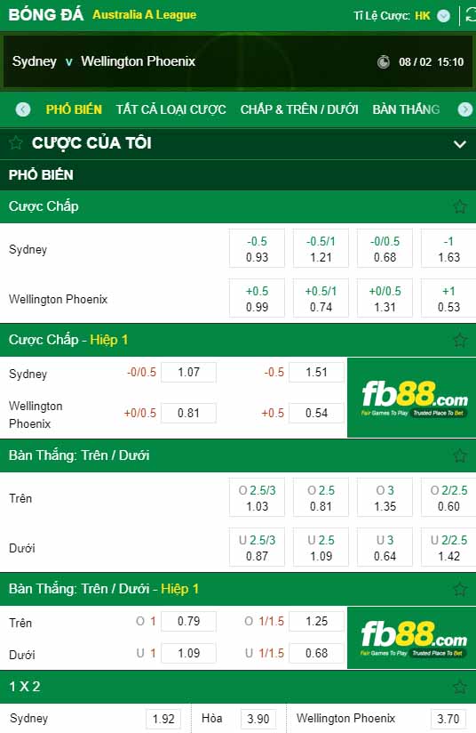 fb88-kèo nhà cái Sydney vs Wellington Phoenix