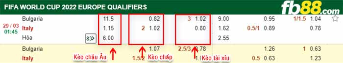 fb88-kèo chấp Bulgaria vs Italy