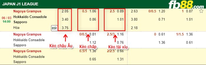 fb88-kèo chấp Nagoya Grampus vs Consadole Sapporo