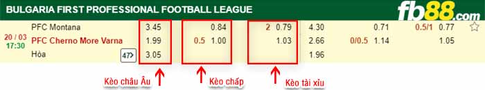 fb88-kèo chấp PFC Montana vs PFC Cherno More Varna