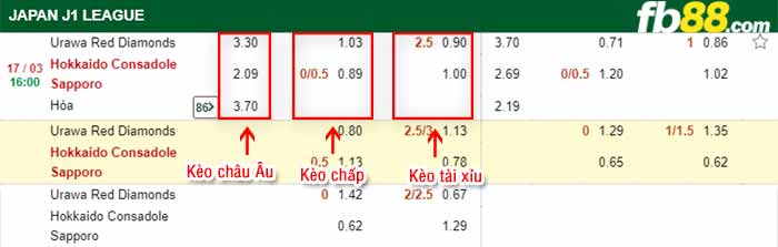 fb88-kèo chấp Urawa Red Diamonds vs Hokkaido Consadole