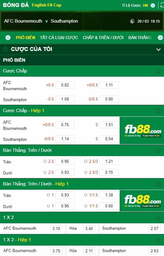 fb88-kèo chấp Bournemouth vs Southampton