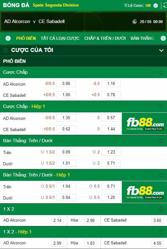 fb88-chi tiết kèo trận đấu Alcorcon vs Sabadell