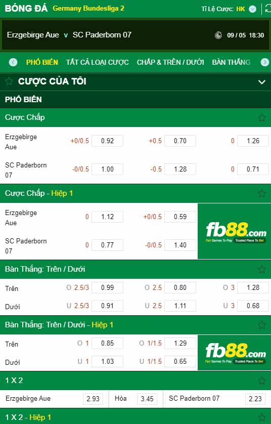 fb88-chi tiết kèo trận đấu Aue vs Paderborn