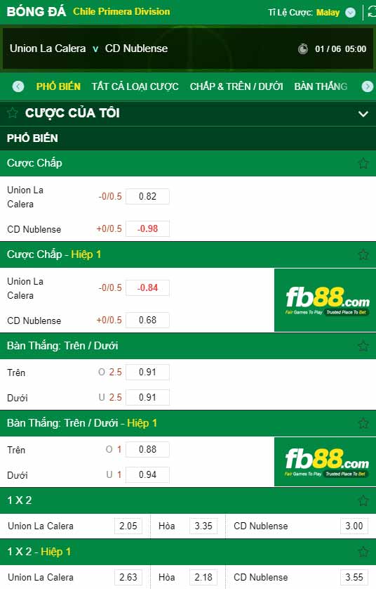 fb88-chi tiết kèo trận đấu La Calera vs Nublense