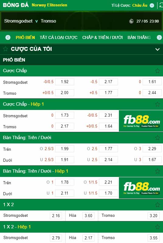 fb88-chi tiết kèo trận đấu Stromsgodset vs Tromso