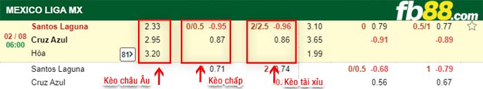 fb88-bảng kèo trận đấu Santos Laguna vs Cruz Azul