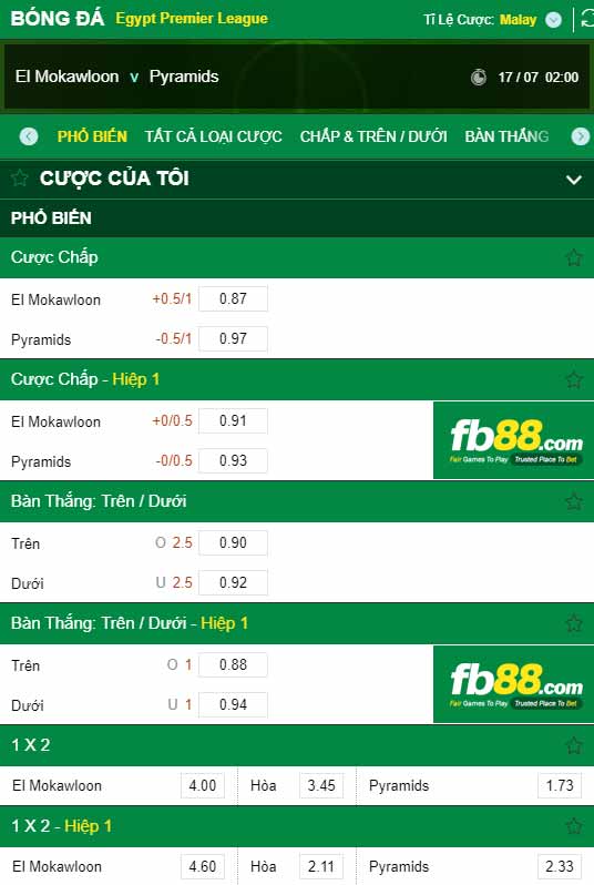 fb88-chi tiết kèo trận đấu Arab Contractors vs Pyramids FC