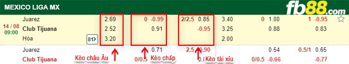 fb88-bảng kèo trận đấu FC Juarez vs Club Tijuana