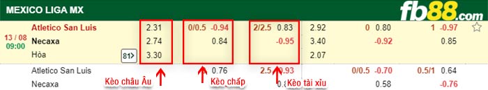 fb88-bảng kèo trận đấu San Luis vs Club Necaxa