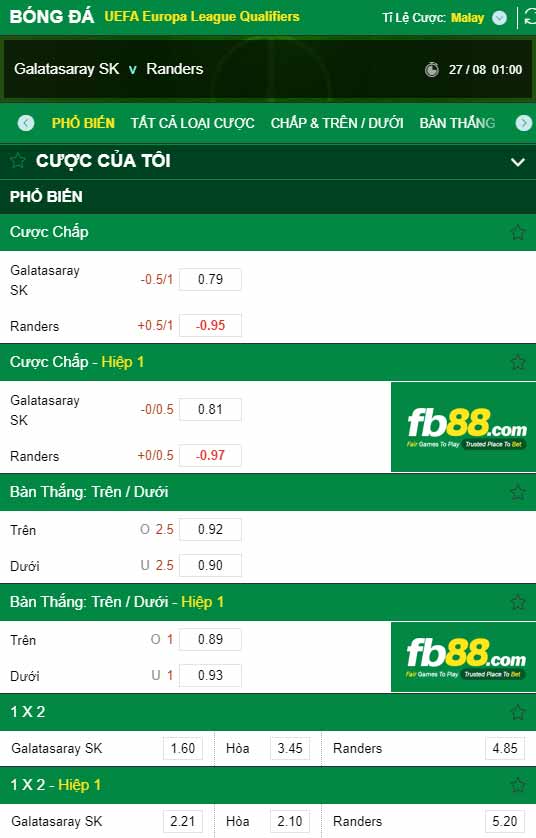 fb88-chi tiết kèo trận đấu Galatasaray vs Randers