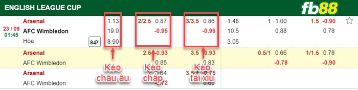 Fb88 bảng kèo trận đấu Arsenal vs Wimbledon
