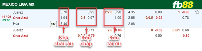 Fb88 bảng kèo trận đấu FC Juarez vs Cruz Azul
