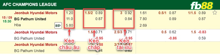 Fb88 bảng kèo trận đấu Jeonbuk Hyundai vs Pathum United