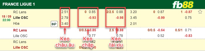 Fb88 bảng kèo trận đấu Lens vs Lille