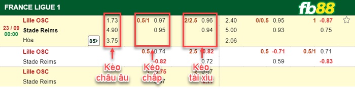 Fb88 bảng kèo trận đấu Lille vs Reims