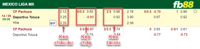 Fb88 bảng kèo trận đấu Pachuca vs Toluca