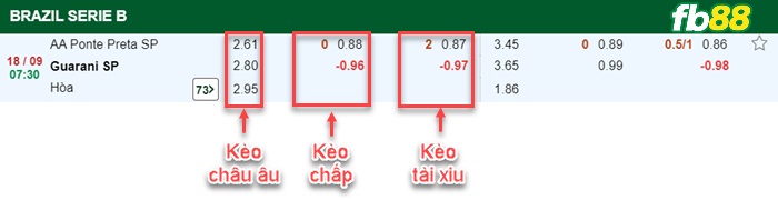 Fb88 bảng kèo trận đấu Ponte Preta vs Guarani