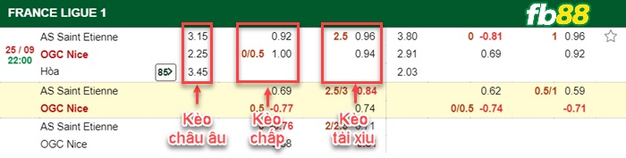 Fb88 bảng kèo trận đấu Saint-Etienne vs Nice