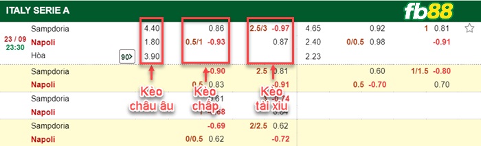 Fb88 bảng kèo trận đấu Sampdoria vs Napoli