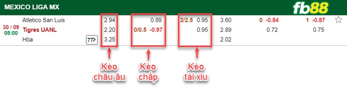 Fb88 bảng kèo trận đấu San Luis vs Tigres UANL