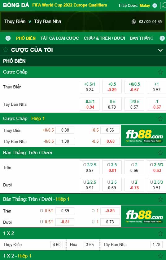 fb88-chi tiết kèo trận đấu Thuy Dien vs Tay Ban Nha