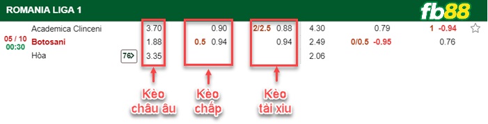 Fb88 bảng kèo trận đấu Academica Clinceni vs Botosani