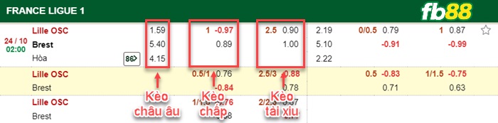 Fb88 bảng kèo trận đấu Lille vs Brestois