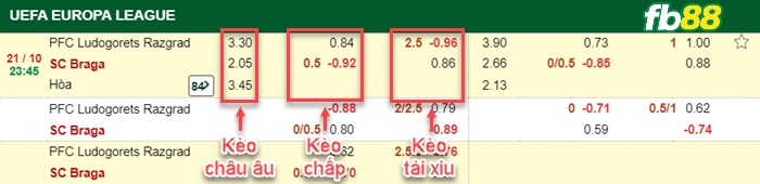 Fb88 bảng kèo trận đấu Ludogorets vs Braga