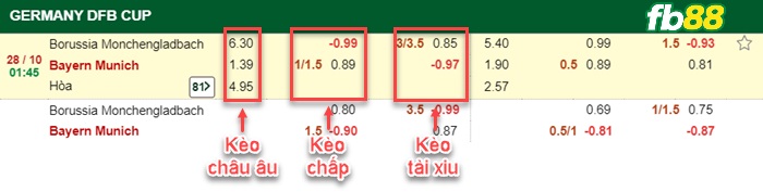 Fb88 bảng kèo trận đấu Monchengladbach vs Bayern Munich