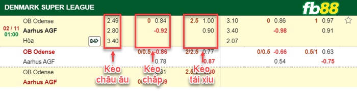 Fb88 bảng kèo trận đấu Odense vs Aarhus AGF