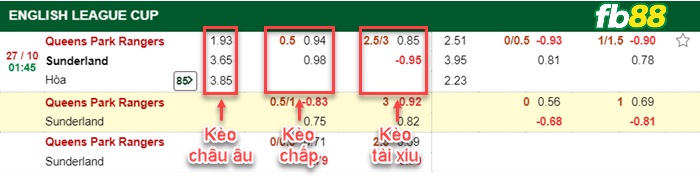 Fb88 bảng kèo trận đấu QPR vs Sunderland