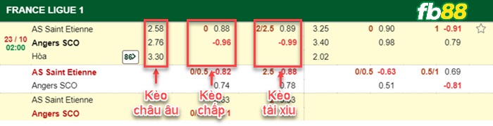 Fb88 bảng kèo trận đấu Saint-Etienne vs Angers