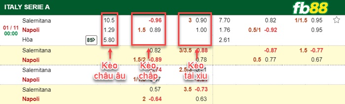 Fb88 bảng kèo trận đấu Salernitana vs Napoli