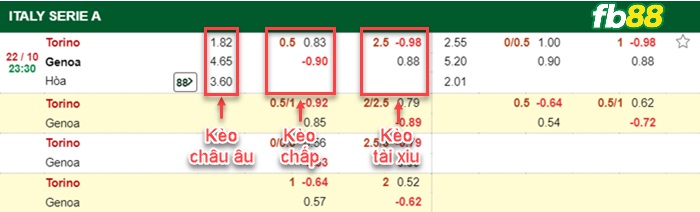 Fb88 bảng kèo trận đấu Torino vs Genoa