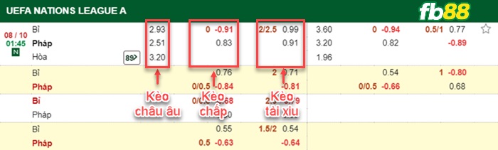 Fb88 bảng kèo trận đấu Bỉ vs Pháp