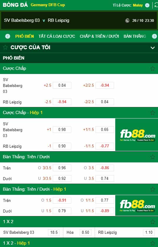fb88-chi tiết kèo trận đấu Babelsberg vs Leipzig